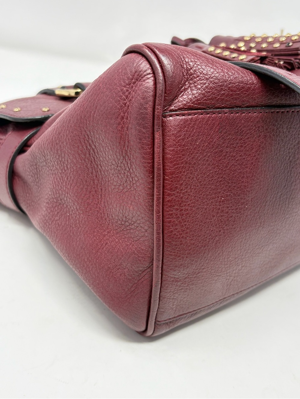 Mulberry Alexa Studded Tassel Satchel Bag Oxblood Burgundy Soft Buffalo Leather - Picture 7 of 16
